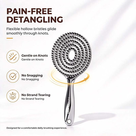 Anti-Static Hollow Round Bristle Brush - Massaging Design💇♀️✨