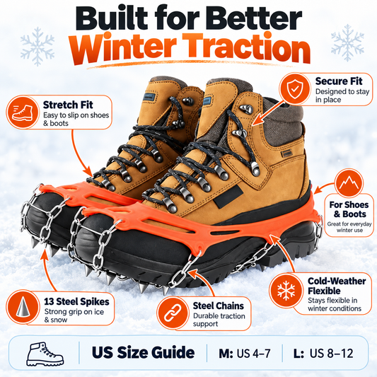 13/19-Spike Ice Cleats for Shoes & Boots