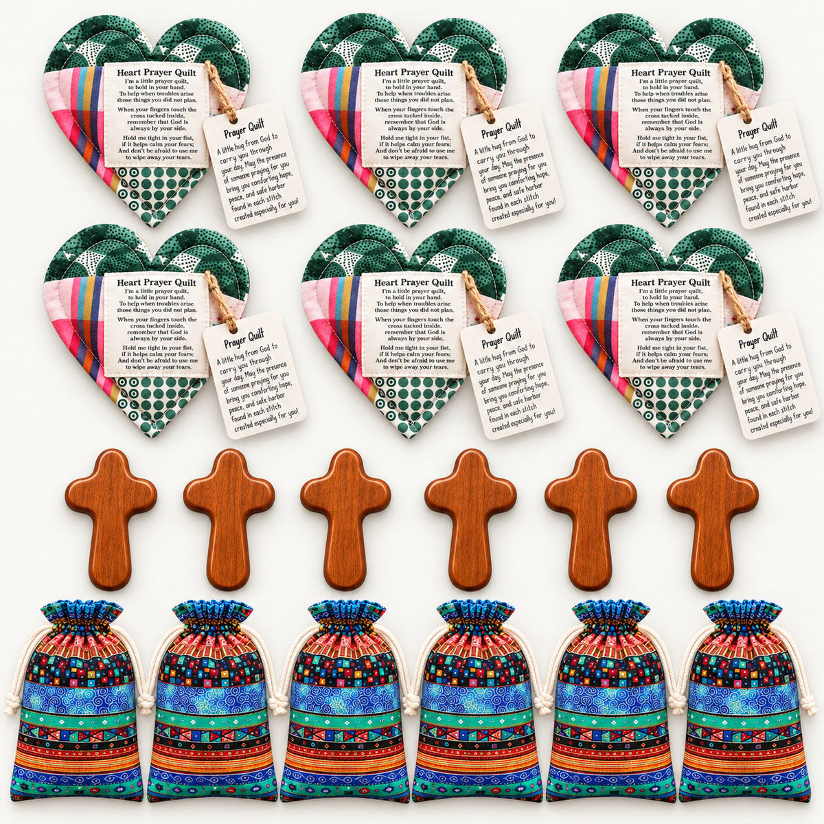 ⏰ LAST DAY 49% OFF - 🎁 Pocket Prayer Quilt Set | Mini Handmade Prayer Blankets with Cross & Drawstring Bag Christian Gifts ✝️