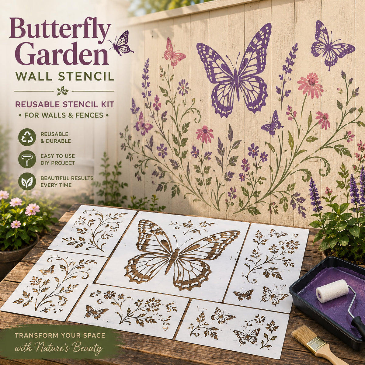 🌿 Garden Wall Stencil