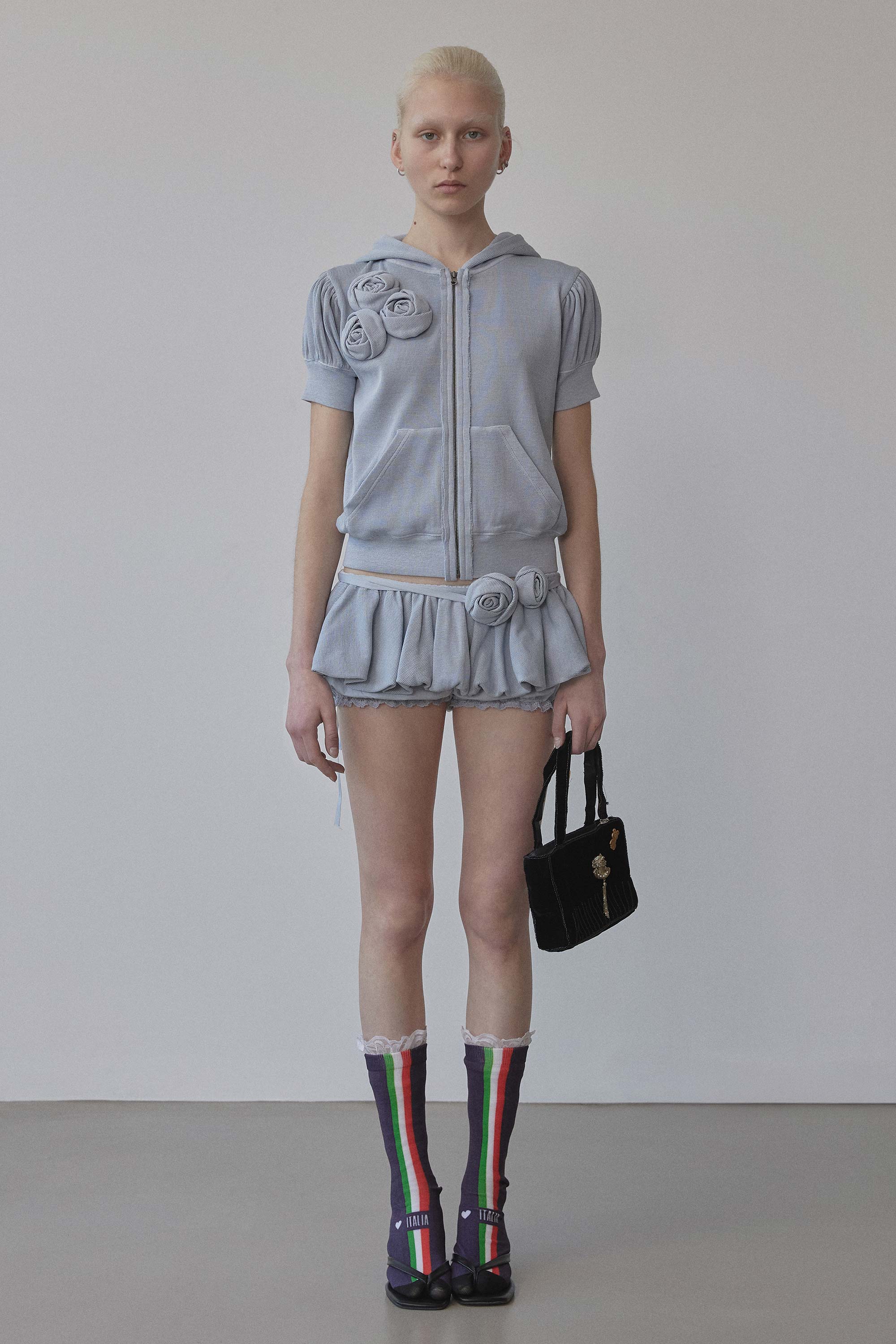 Washed Rose Hoodie Zip-Up Dusty Sky