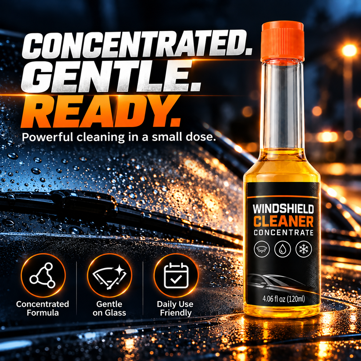✨Concentrated Windshield Washer Fluid – Oil Film & Bug Residue Cleaner, 120ml🌧️