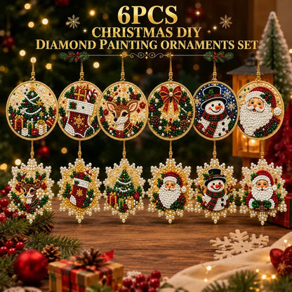 🎄Beginner-Friendly Christmas Pearl & Gem Diamond Painting DIY Kit | 6 Festive Ornament Designs with Sparkling Pearls, Faceted Gems & 3D Layered Detail 💕