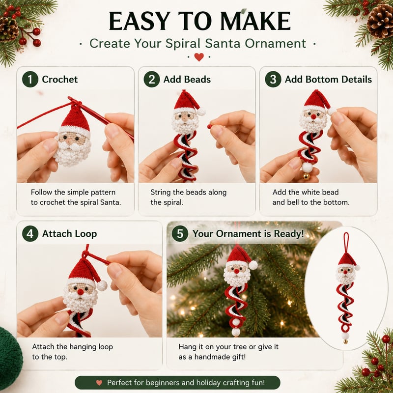 🎅🌲Crochet Snowman Spiral Oranment DIY Kit