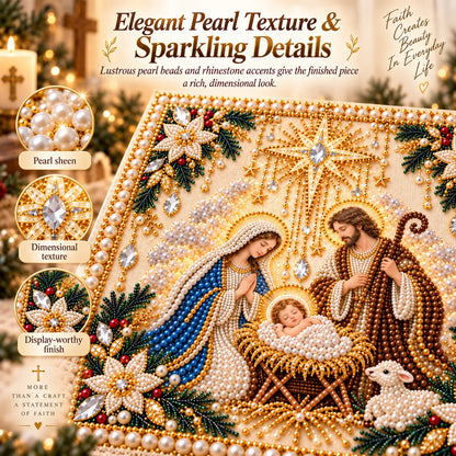 ⏳ Last Day 50% OFF – ✝️ Beginner-Friendly Christian Pearl Bead Art Kit | Pre-Printed Design with Built-In Wooden Frame & Complete Tools 💕