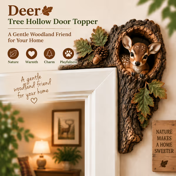 ⏰LAST DAY 20% OFF 🐿️ 3D Chipmunk Tree Hollow Door Topper | Woodland Animal Doorway Decor For Cozy Nature Homes