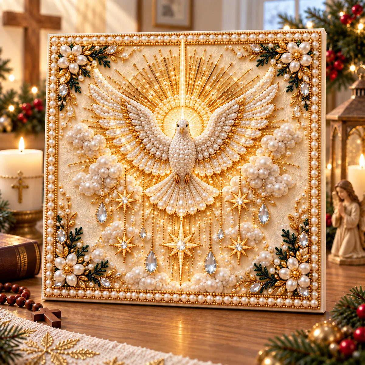 ⏳ Last Day 50% OFF – ✝️ Beginner-Friendly Christian Pearl Bead Art Kit | Pre-Printed Design with Built-In Wooden Frame & Complete Tools 💕