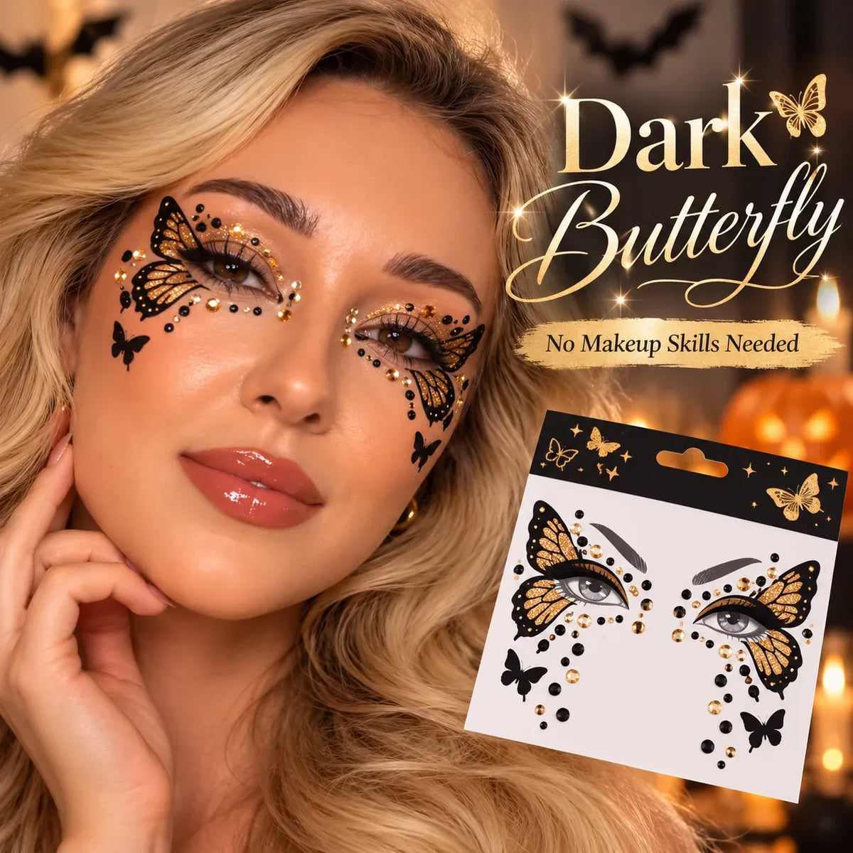 ✨🎃 Halloween Face Gem Stickers – Easy Costume & Party Glam
