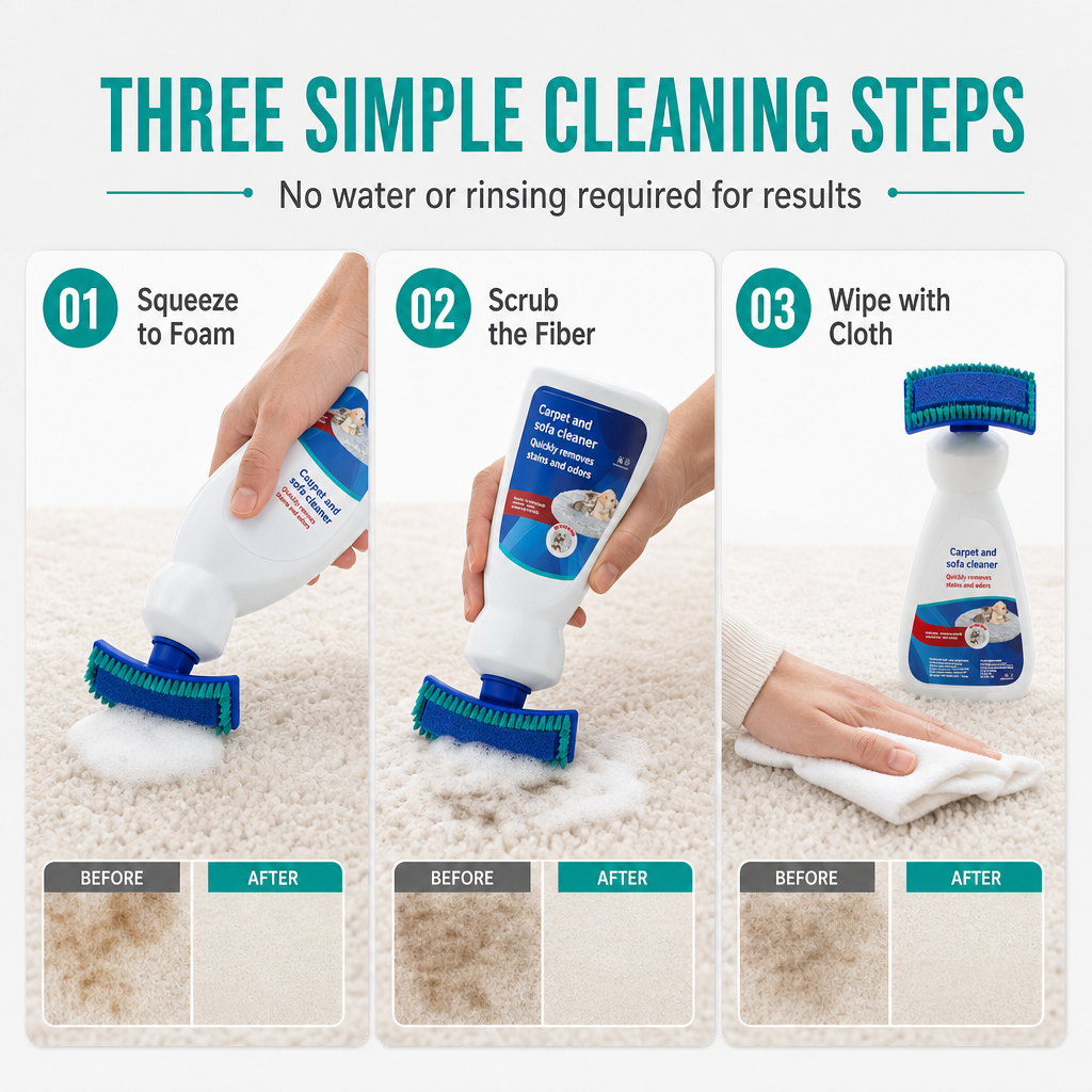 🧼 Waterless Fabric & Carpet Cleaner – Easy Spray & Wipe Cleaning for Sofas, Upholstery & Carpets
